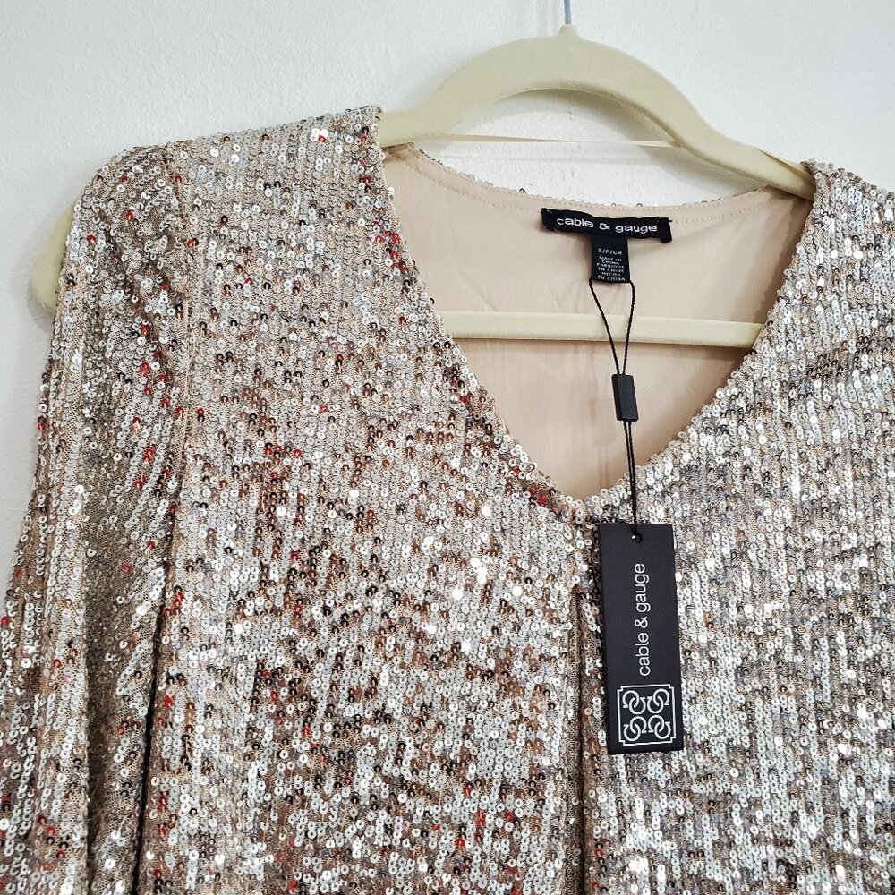 Beautiful sequin Sparkle embellished full sleeve Party Blouse Top Women size S - Picture 3 of 7